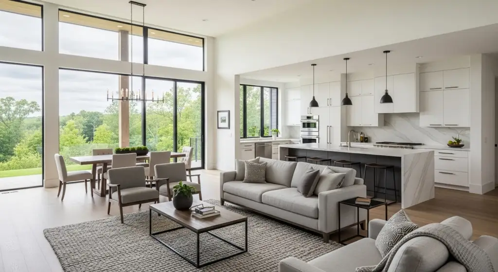High-end custom home build showcasing modern architectural design.